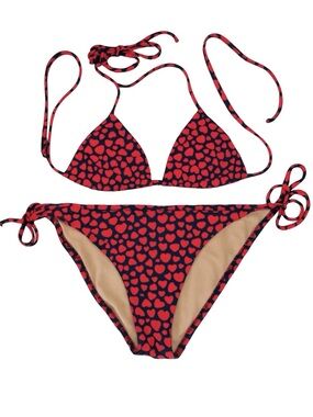 ♥️ Vintage Y2K J.Crew Red Heart Triangle Bikini Set | Top S - Bottoms M